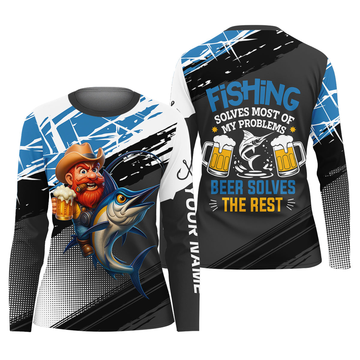 Fishing Solves Most Of My Problems Beer Solves The Rest Funny Fishing Shirt, Fishing Shirt For Women