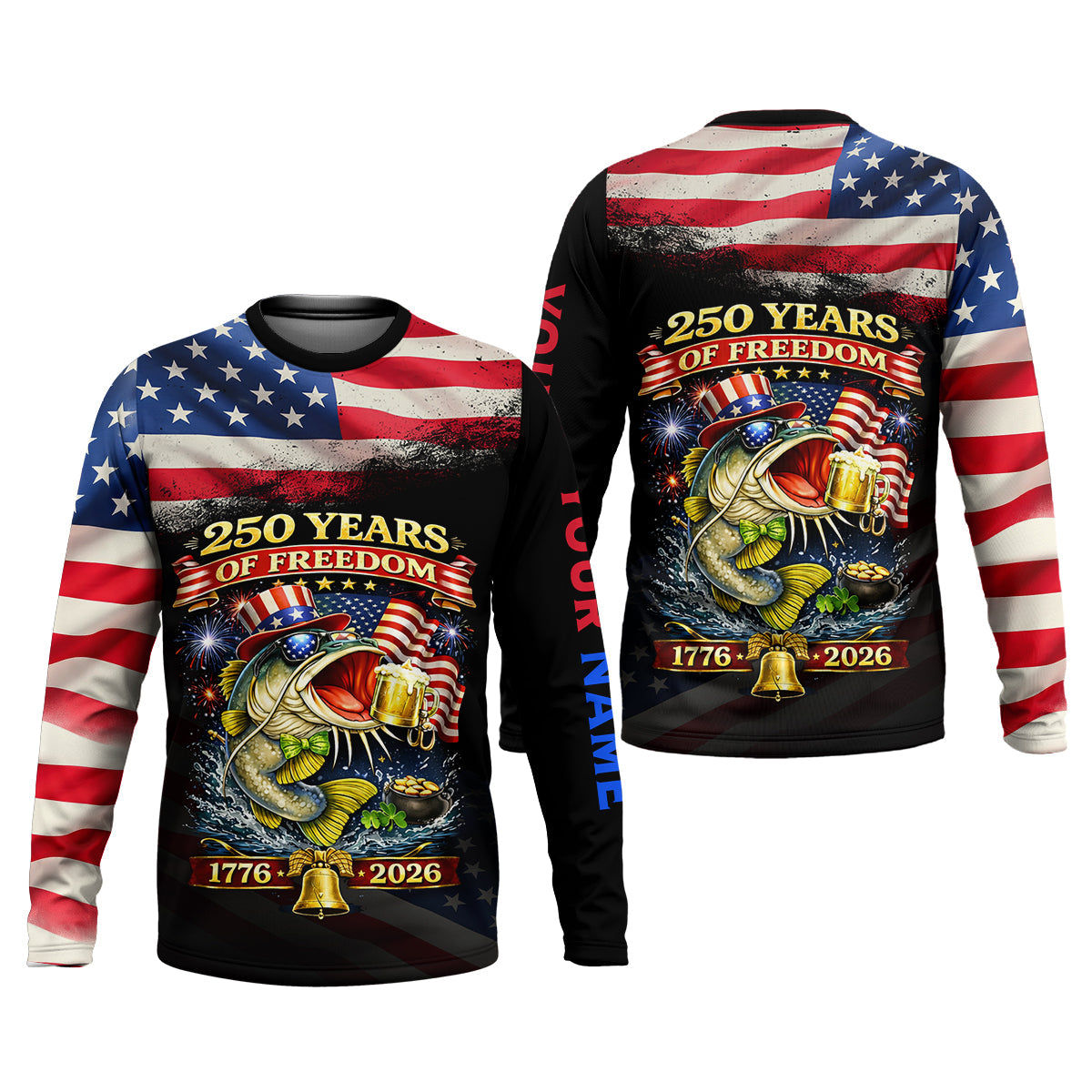 250 Years Of Freedom Fishing And Beer Patriotic Fishing Shirt, Fishing UPF Shirts, Fishing Shirts For Men