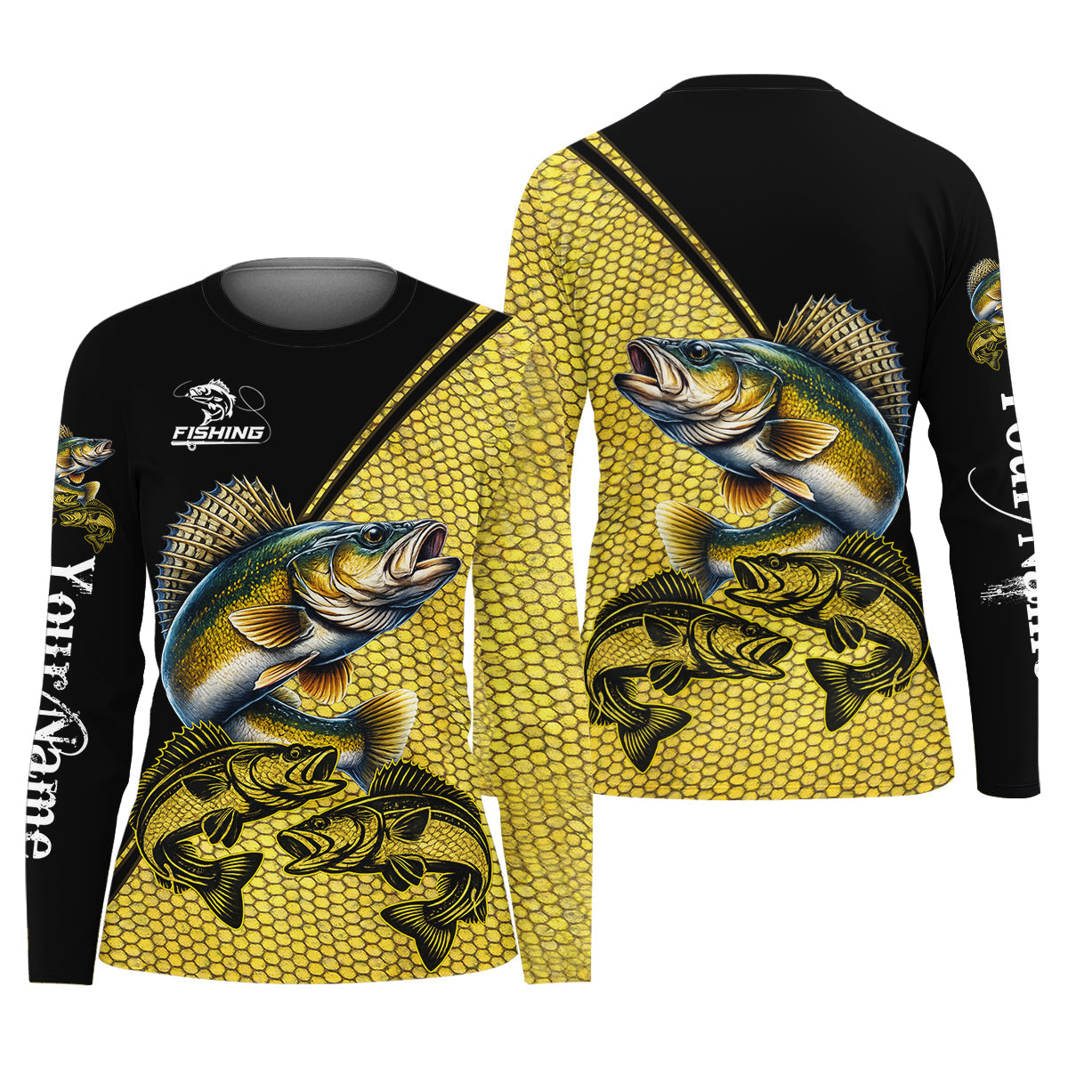 Personalized Walleye Fishing Shirt For Women, Long Sleeve Fishing Shirt, Gift For Her
