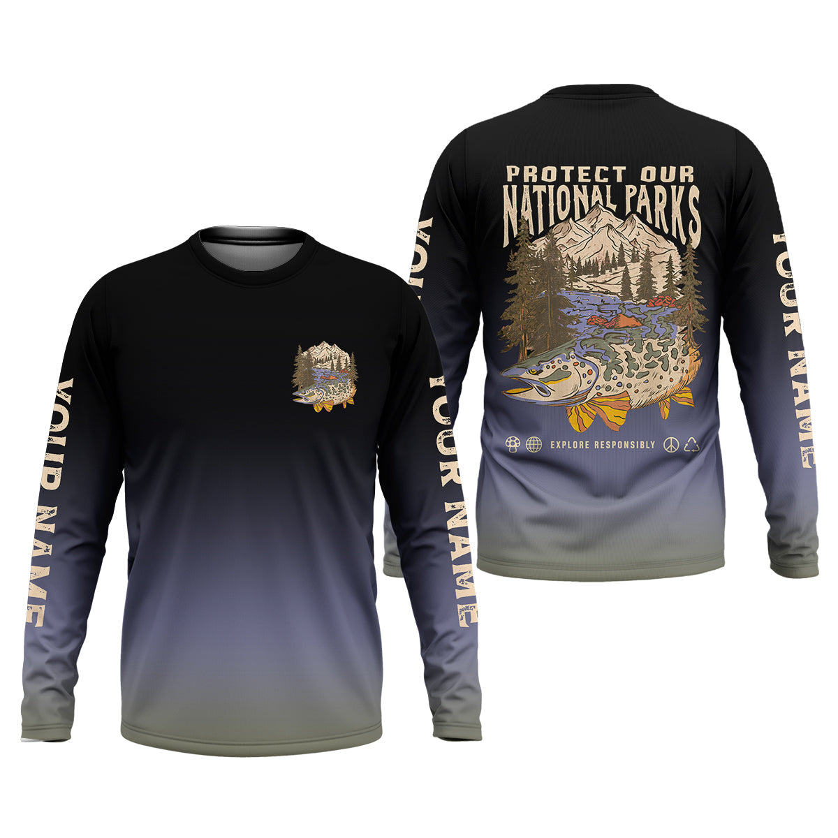 Protect Our National Parks Fishing UPF Shirts, Custom Fishing Shirt, Fishing Gift for Men, Men's Fishing Shirt