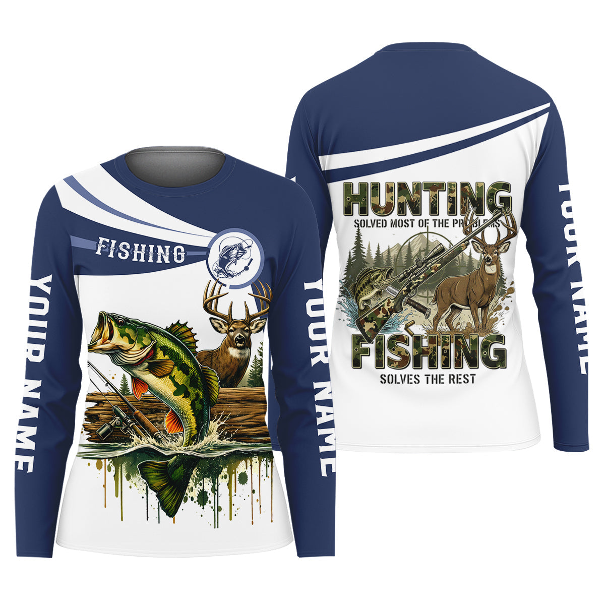 Hunting Fishing Camo Fishing Shirt, Fishing UPF Shirts, Personalized Fishing Shirt For Women, Female Fishing Shirts