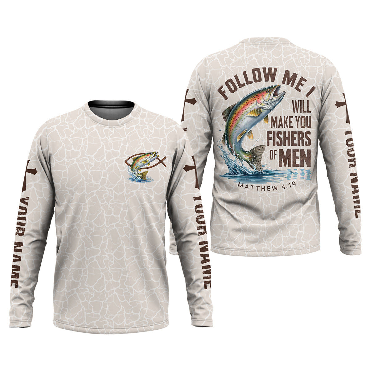 Follow Me I Will Make You Fishers Of Men Shirt, Personalized Christian Fishing Long Sleeve For Men