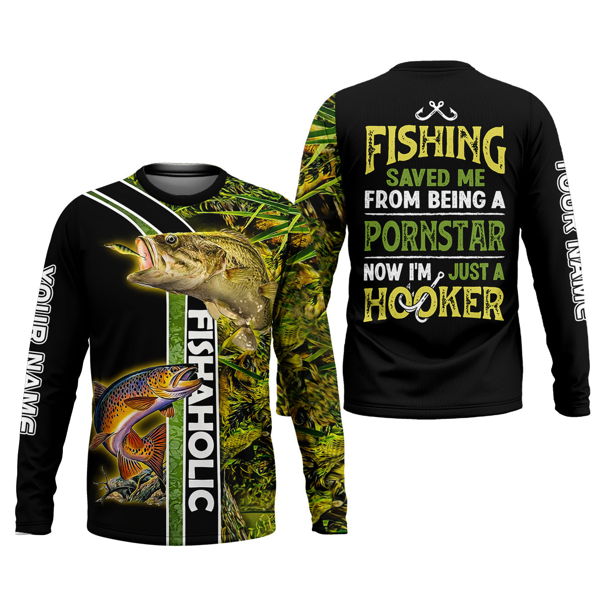 Now I'm Just A Hooker Personalized Fishing Shirt, Fishing UPF Shirts, Funny Fishing Shirt, Fishing Gift for Men