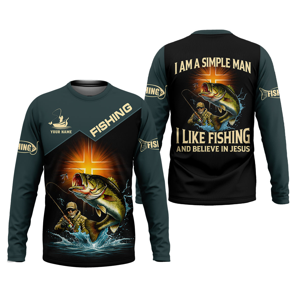Like Fishing And Believe In Jesus Shirt, Christian Bass Fishing Long Sleeve For Men, Fishing UPF Shirts