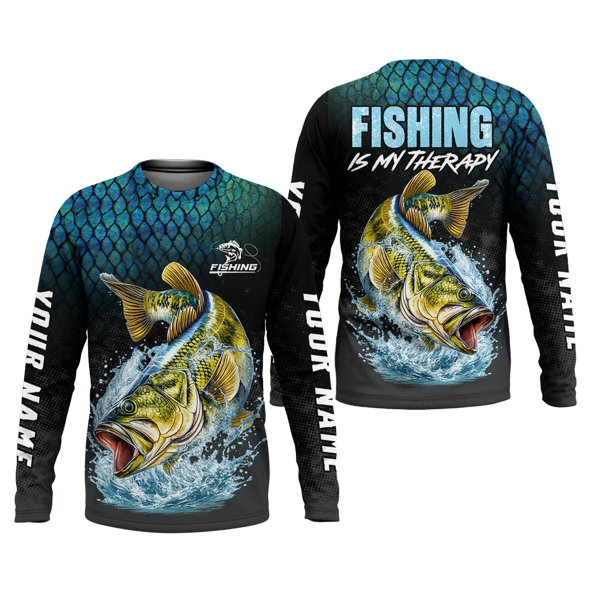 Fishing Is My Therapy Bass Fishing UPF Shirt – Personalized Fishing Shirt for Men