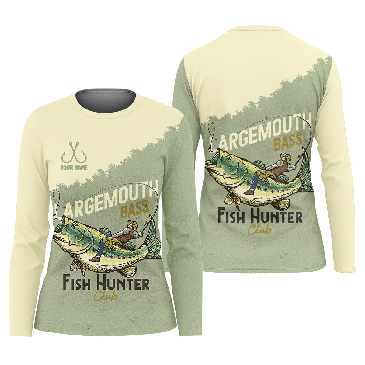 Largemouth Bass Fish Hunter Club Fishing UPF Shirts, Funny Fishing Shirt, Women Fishing Shirt