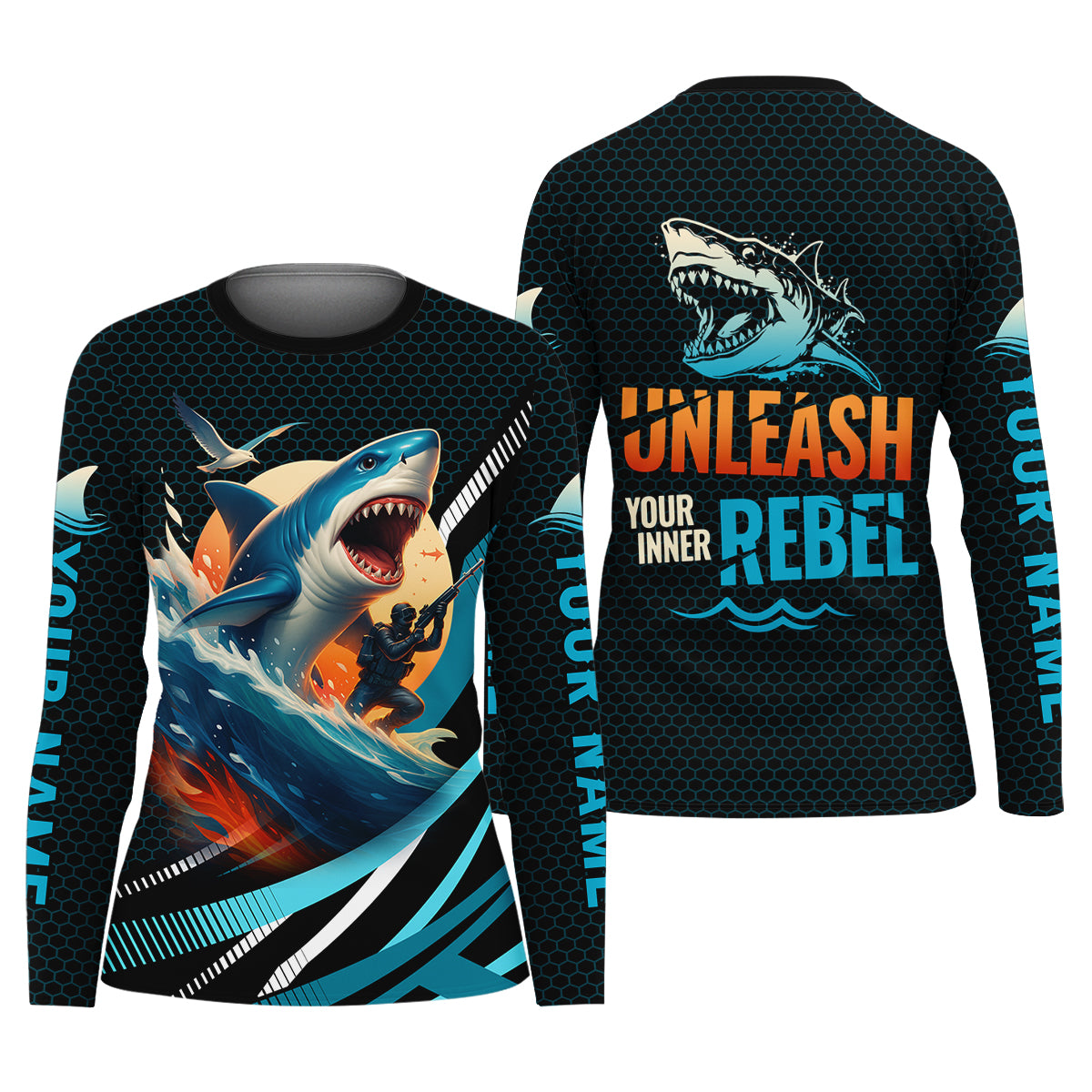 Shark Fishing SPF Shirt, Unleash Your Inner Rebel Performance Fishing Shirts, Fishing Shirt For Women