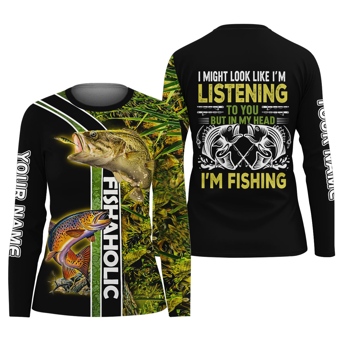 In My Head I'm Fishing Fishaholic Funny Fishing Shirt, Fishing UPF Shirts, Fishing Shirt For Women