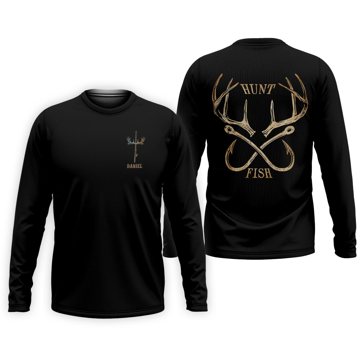 Hunt Fish Faith Cross Performance Fishing Shirts, Fishing UPF Shirts, Fishing Shirts For Men