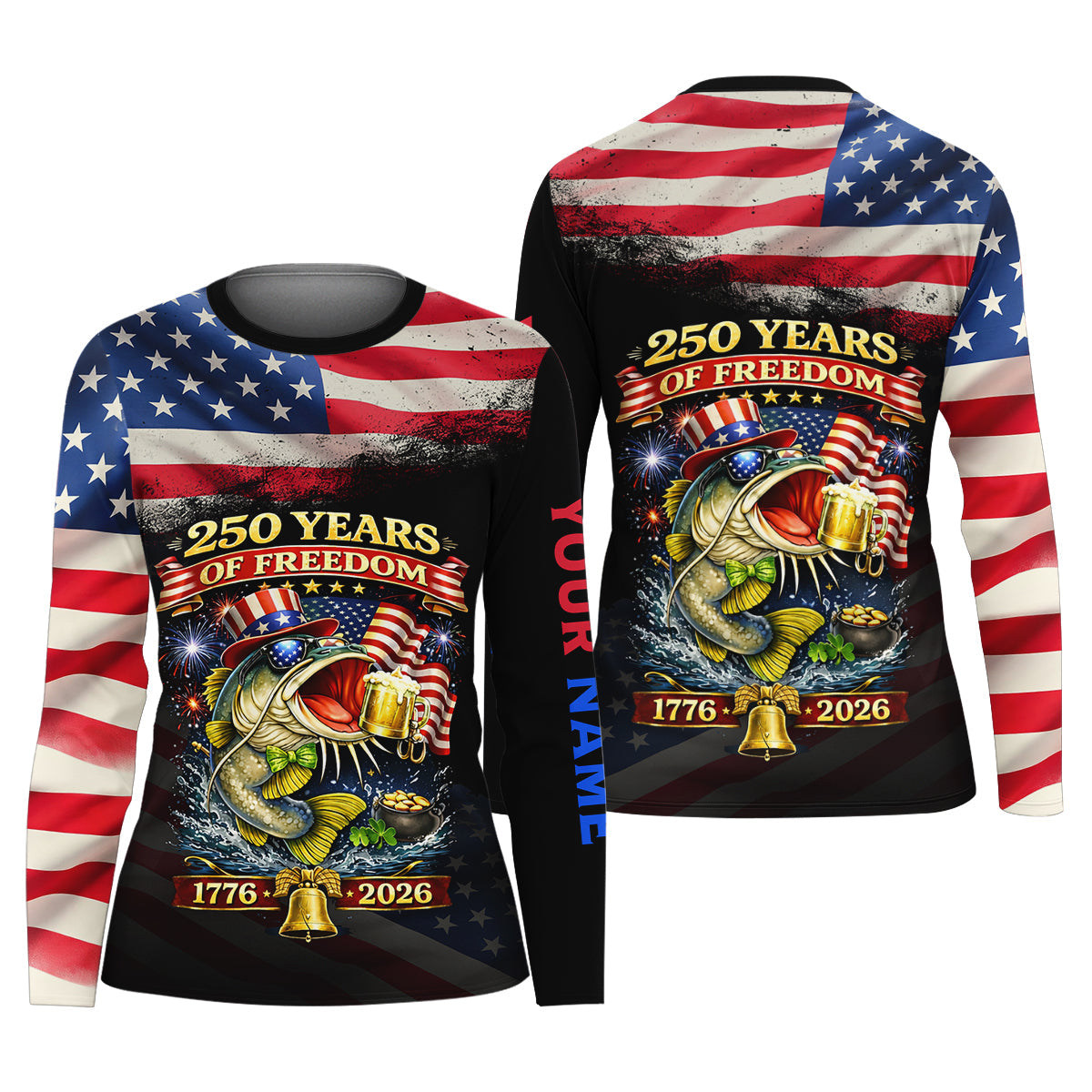 250 Years Of Freedom Fishing And Beer Patriotic Fishing Shirt, Fishing UPF Shirts, Women Fishing Shirt
