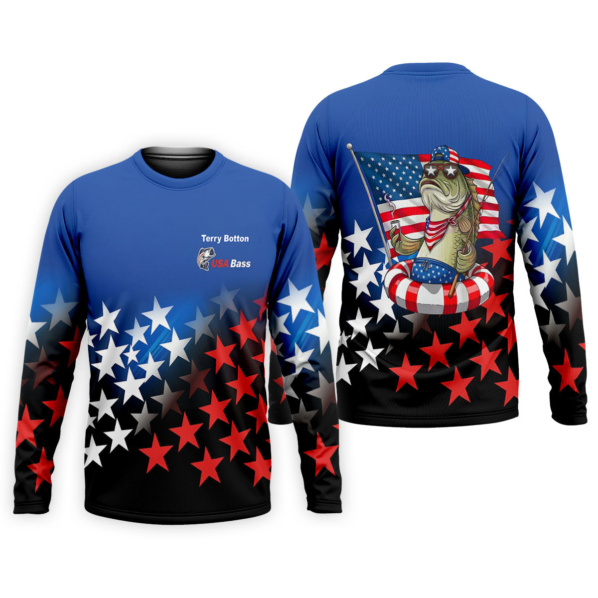 USA Bass Fishing American Flag Fishing Shirt, 250 Years 4th Of July Fishing UPF Shirts, Men's Fishing Shirt