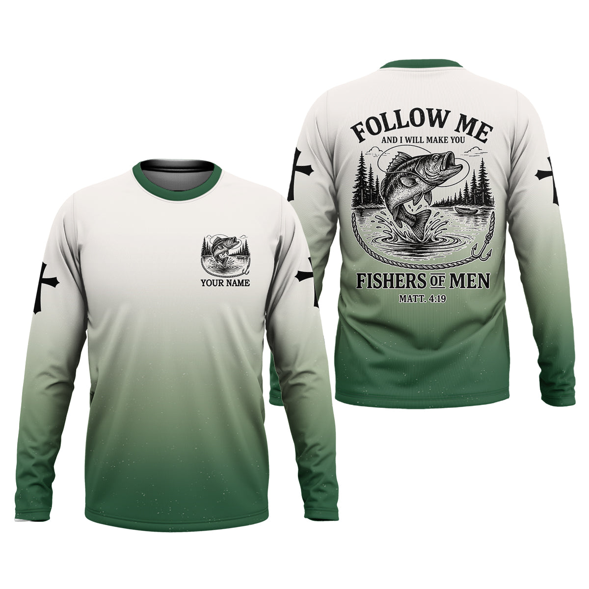 Custom Christian Shirts, Christian Fishing Shirts, Follow Me Fishers of Men Matthew 4:19, Religious Gift for Men