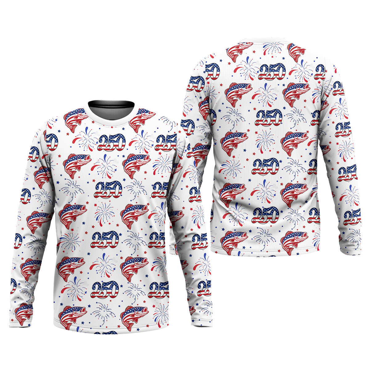 Largemouth Bass Fishing Patriotic Fishing Shirt, Fishing UPF Shirts, 250th Anniversary Fishing Shirts For Men