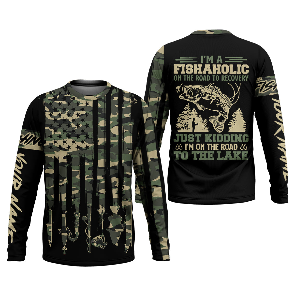 Fishaholic On The Road to the Lake, Personalized Fishing UPF Shirt