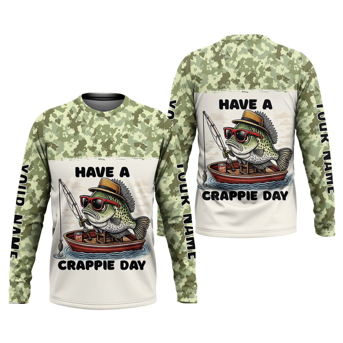 Have A Crappie Day Camo Fishing Shirt, Fishing UPF Shirts, Fishing Gift for Men, Men's Fishing Shirt
