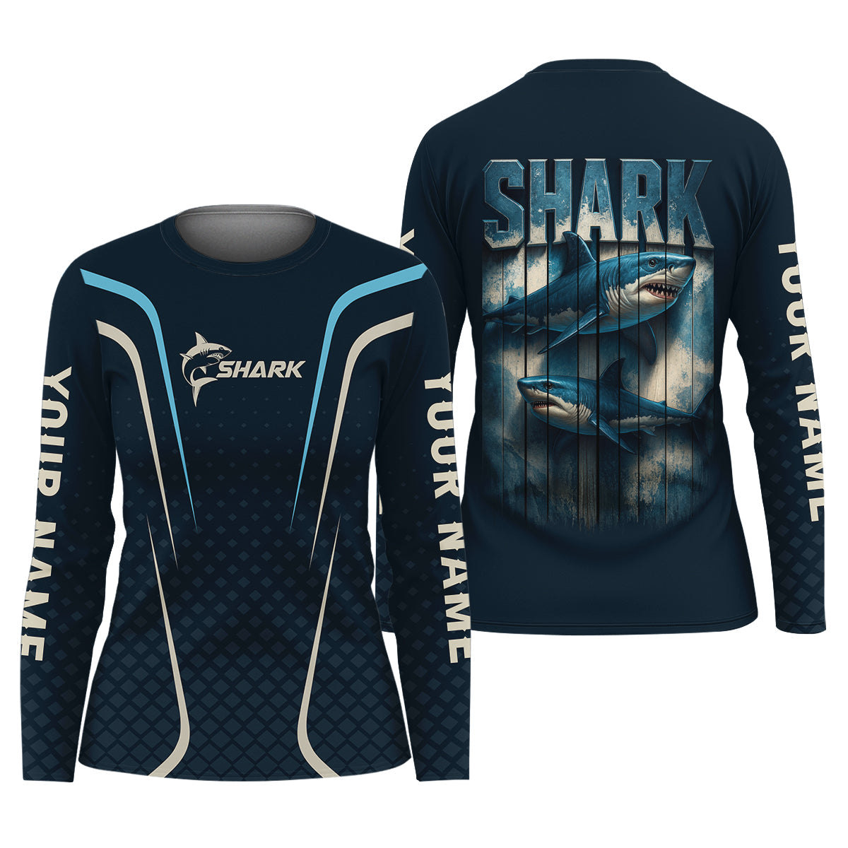 Shark Performance Fishing Shirts, Custom Fishing Shirts, SPF Long Sleeve Shirts Womens