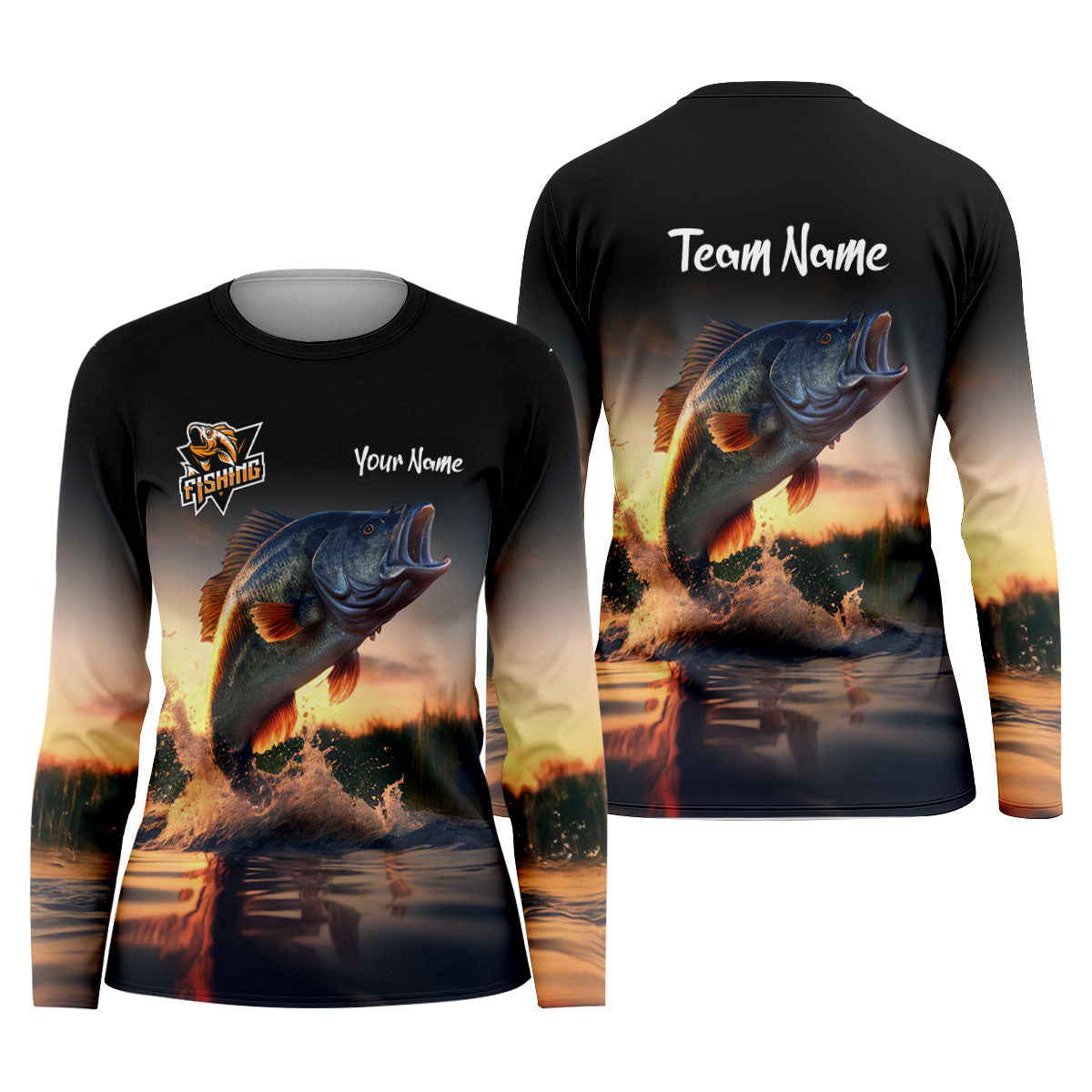 Largemouth Bass Fishing Performance Fishing Shirts, Fishing UPF Shirts, Fishing Shirt For Women