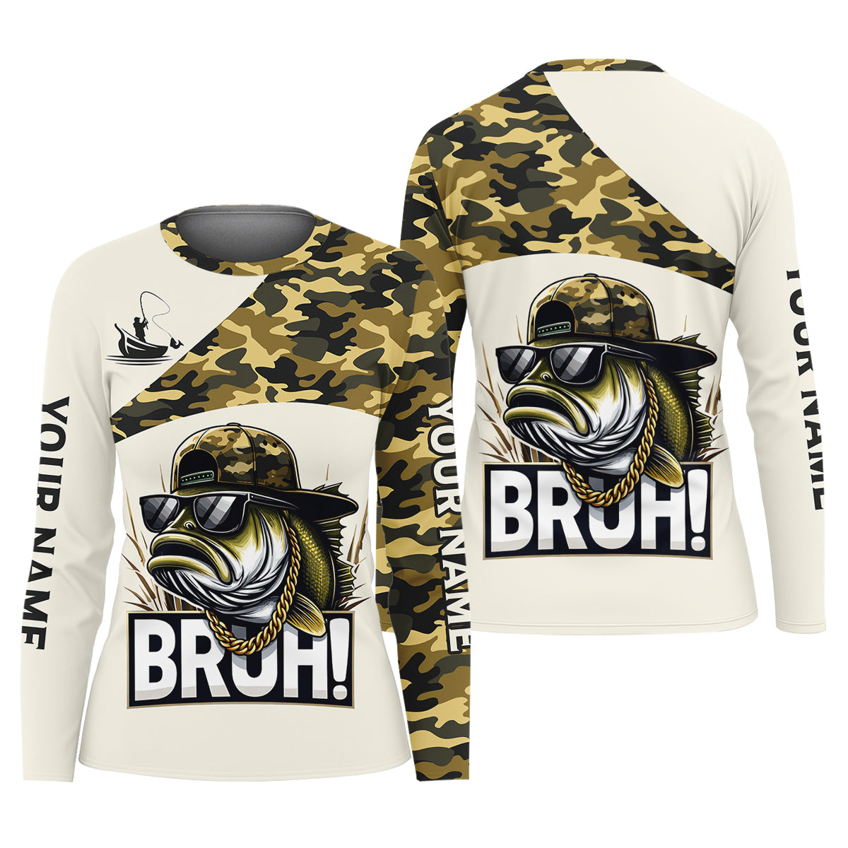 Bruh Largemouth Bass Fishing Camouflage Fishing Shirts, Fishing UPF Shirts, Fishing Shirt For Women