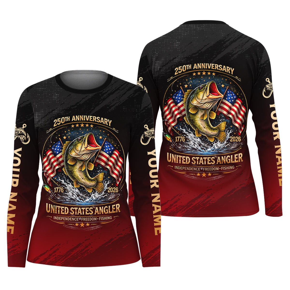 250th Anniversary Independence Freedom Fishing Patriotic Fishing Shirt, Fishing UPF Shirts, Women Fishing Shirt