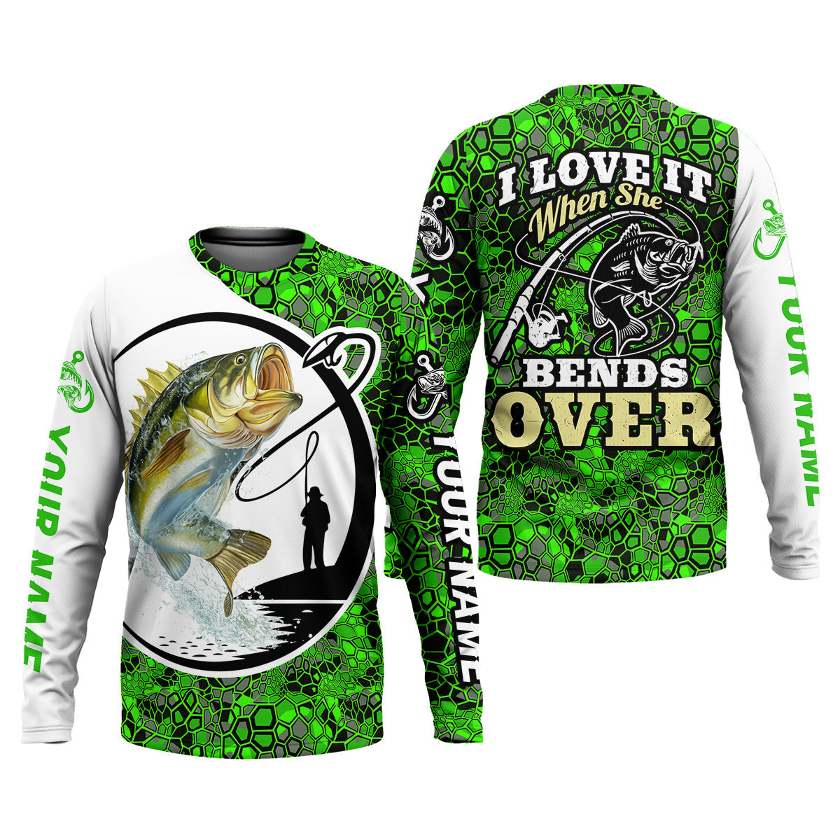 Personalized I Love It When She Bends Over UPF Fishing Shirt, Custom Name