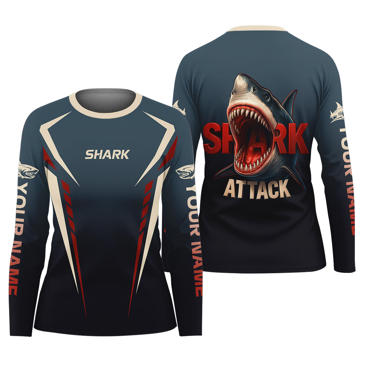 Shark Attack Fishing UPF Shirts, Fishing Jersey, Fishing Tournament Shirt, Fishing Shirt For Women