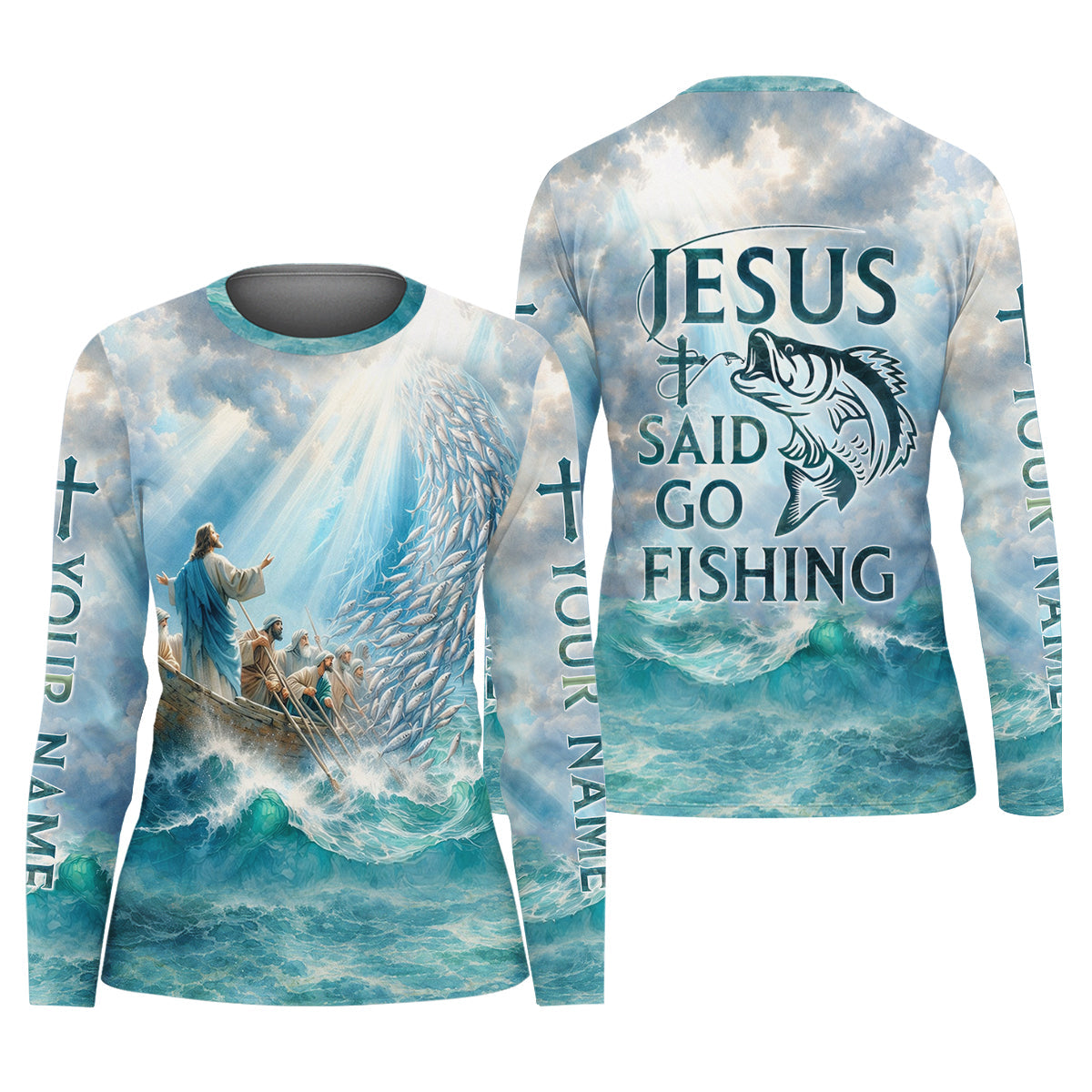 Jesus Said Go Fishing Christian Fishing UPF Shirts, Funny Fishing Shirt, Women Fishing Shirt