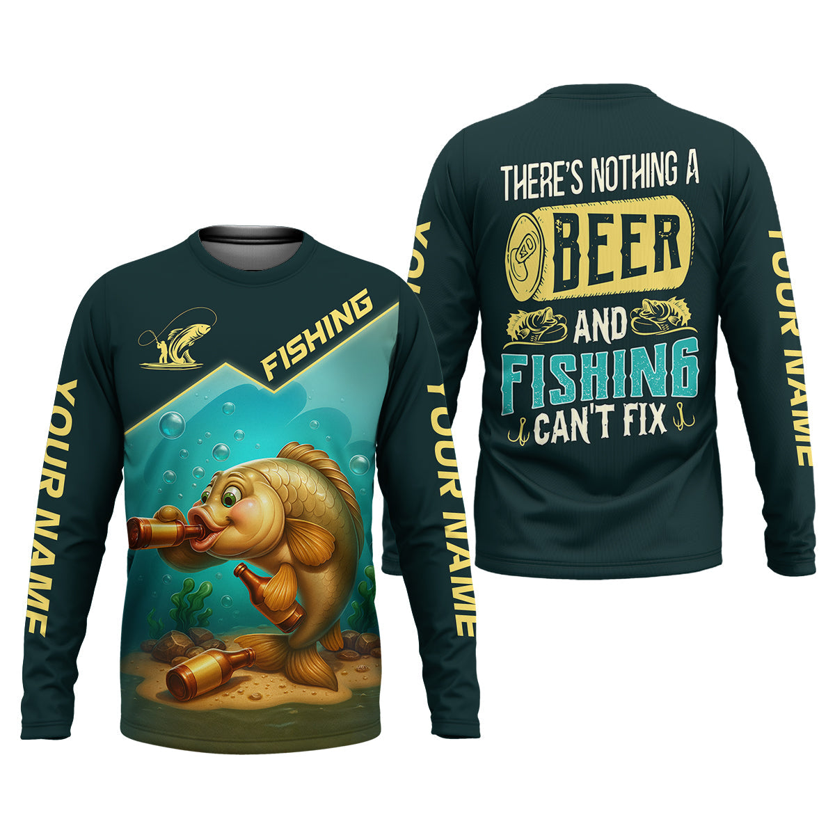 There's Nothing A Beer And Fishing Can't Fix SPF Shirt For Men, Gift For Fisherman, Largemouth Bass Fishing