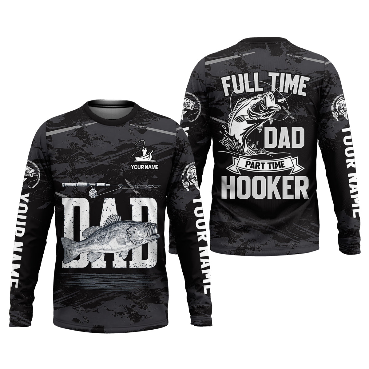 Fishing Hooker Dad, Custom Name Shirt, Fishing UPF Shirts, Funny Fishing Shirt
