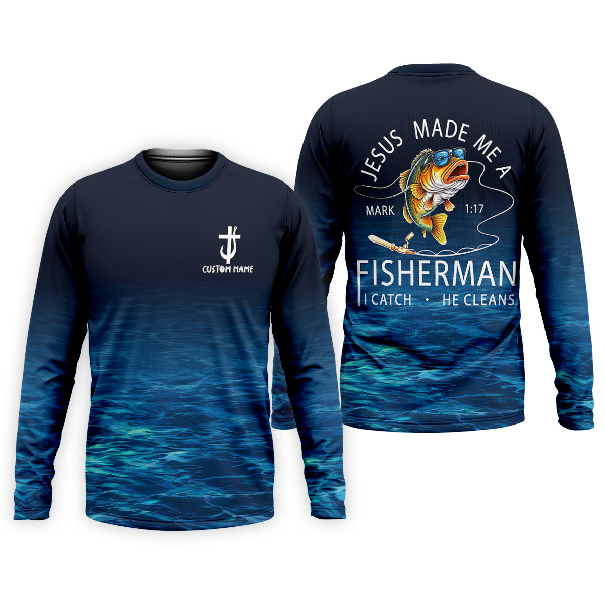 Made A Fisherman – Christian Fishing Shirt, Fishing UPF Shirts, Funny Fishing Shirt
