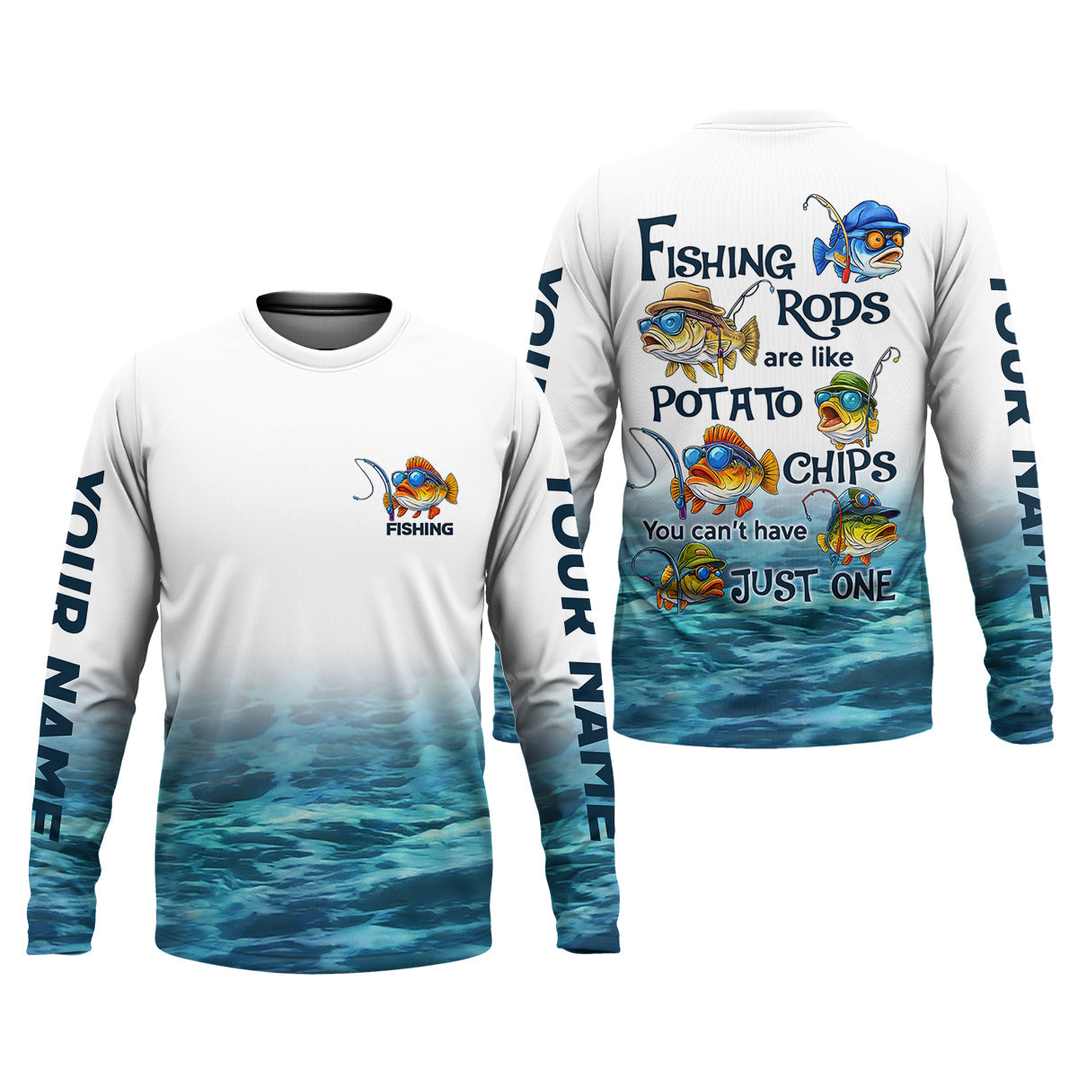 Fishing Rods Are Like Potato Chips White Fishing Shirt, Funny Fishing Shirt, SPF Shirt For Men, Gift For Fisherman