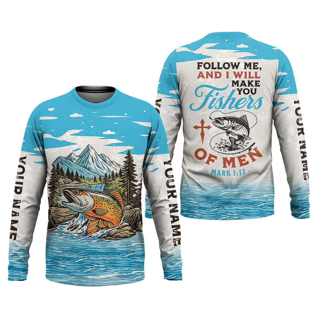 Follow Me And I Will Make You Fishers, Custom Name Fishing Shirt, Fishing UPF Shirts, Funny Fishing Shirt