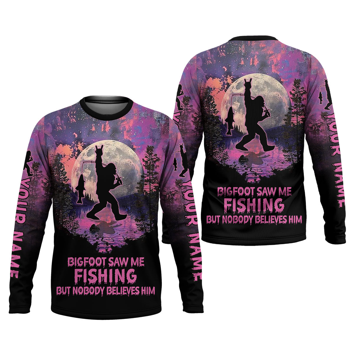 Bigfoot Saw Me Fishing But Nobody Believes Him Funny Fishing Shirt, SPF Shirt For Men