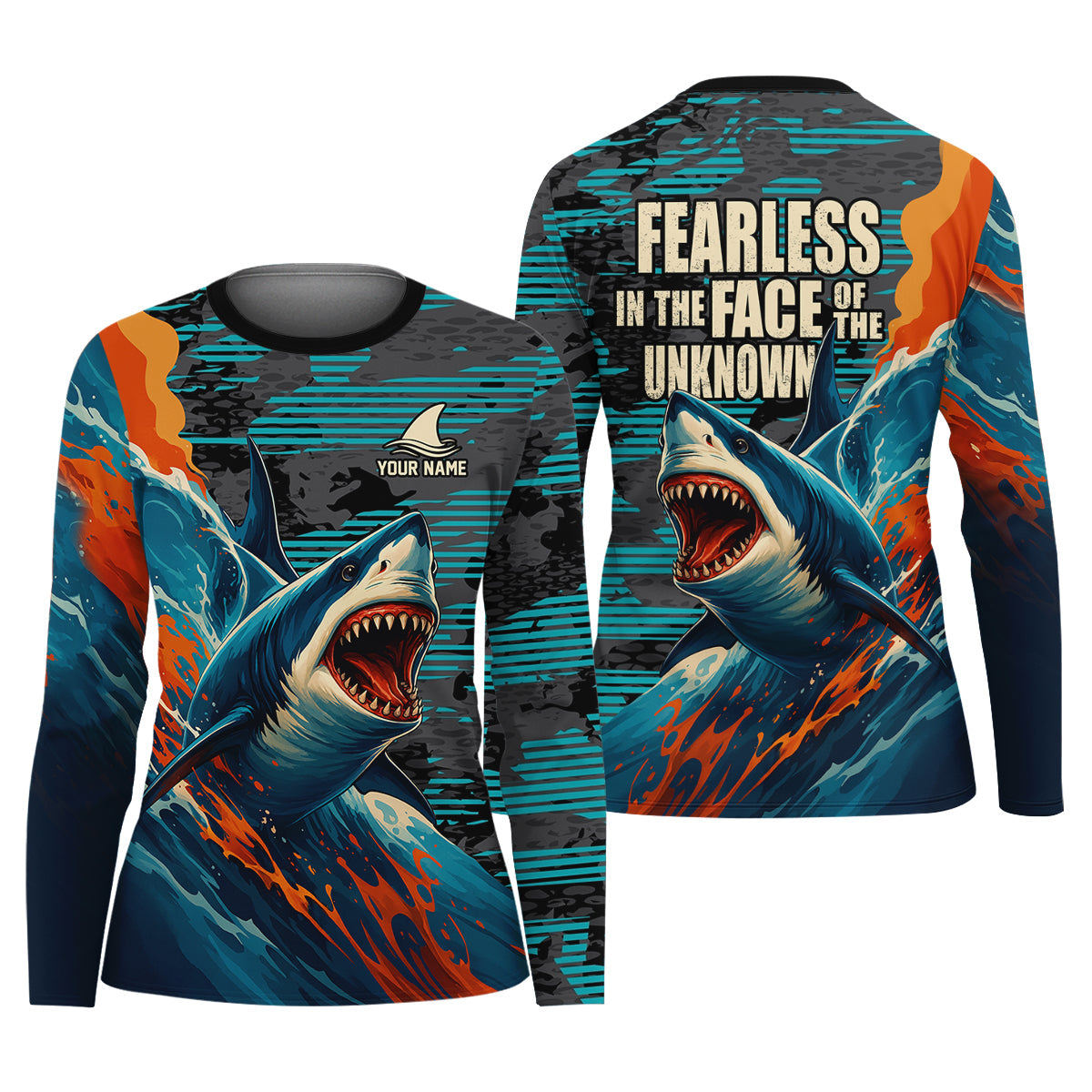 Shark Fishing Shirt, Fearless In The Face Of The Unknown Fishing UPF Shirts, Female Fishing Shirts