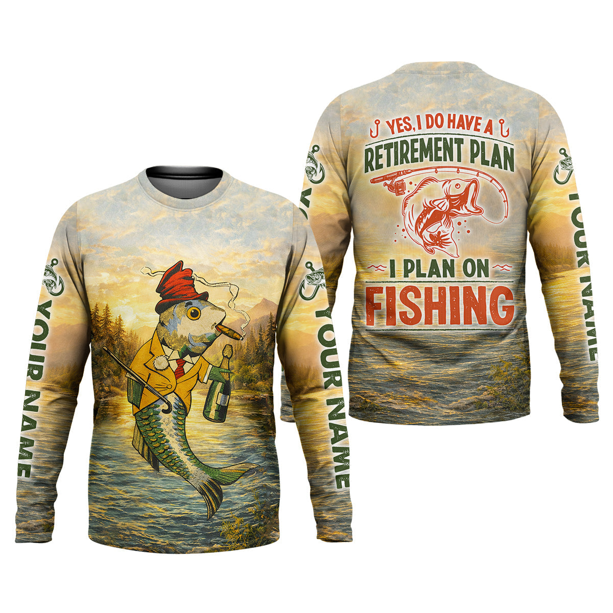 Yes I Do Have A Retirement Plan Fishing Shirt, Fishing UPF Shirts, Funny Fisherman Shirt