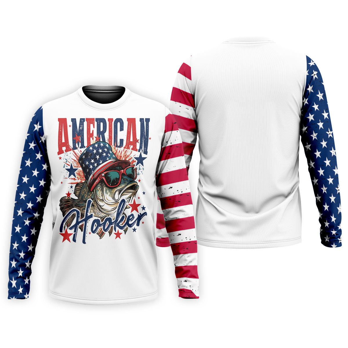 American Hooker Patriotic Fishing Shirt, Fishing UPF Shirts, 250th Anniversary Men's Fishing Shirt