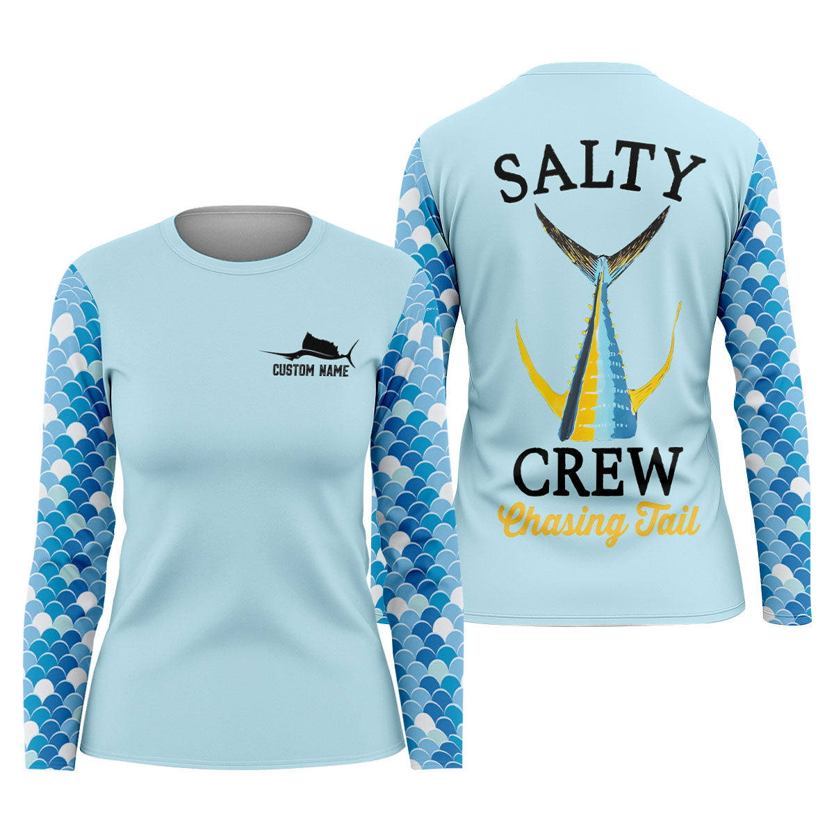Salty Crew Chasing Tail Dark Light Fishing UPF Shirts, Funny Fishing Shirt, Fishing Shirt For Women