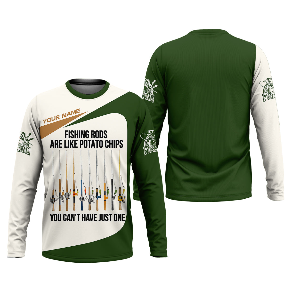 Fishing Rods Are Like Potato Chips Shirt, Personalized Funny Fishing Long Sleeve For Men