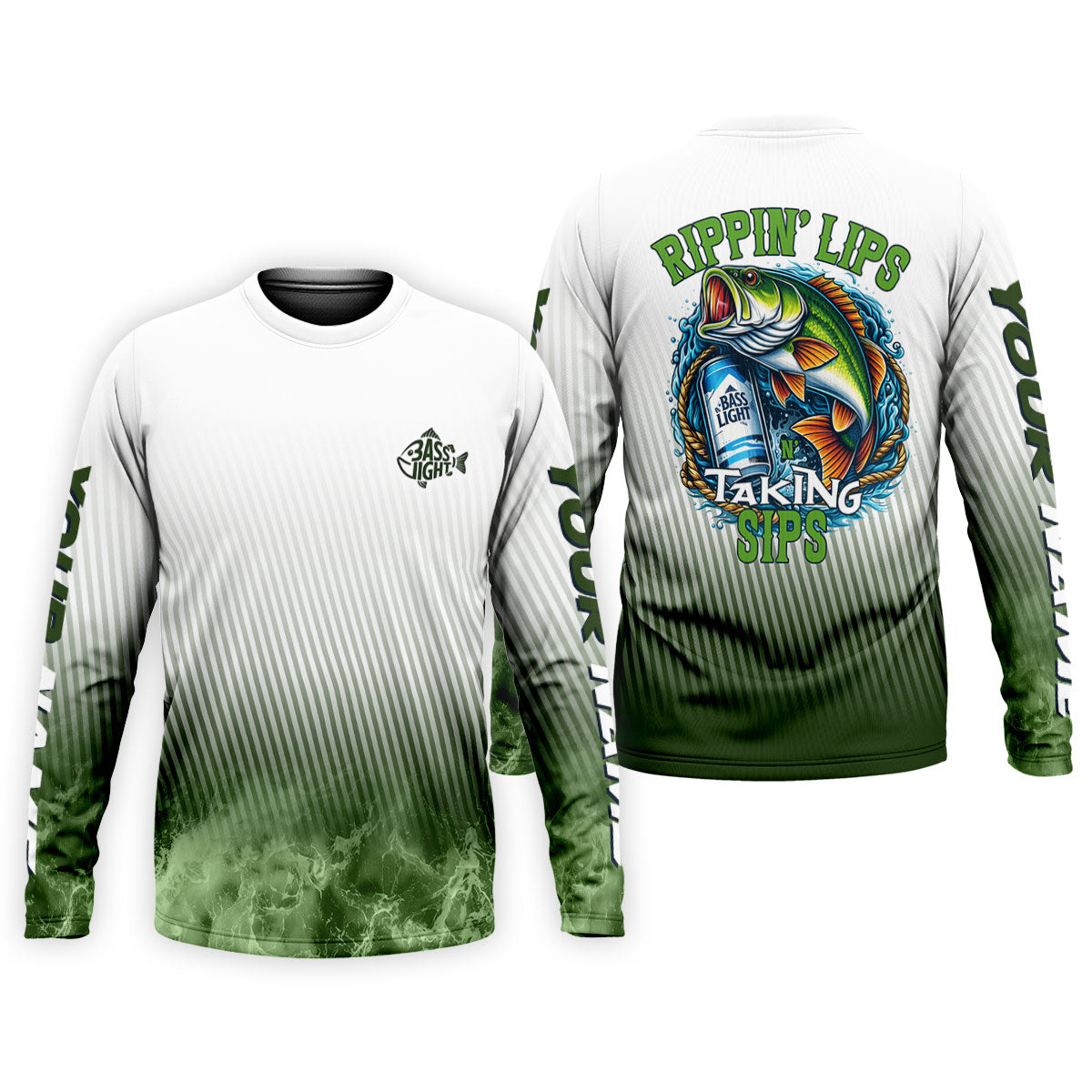 Rippin’ Lips & Takin’ Sips – Bass Fishing Shirt, Fishing UPF Shirts, Funny Fishing Shirt