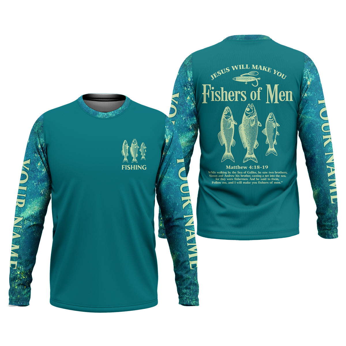 Jesus Will Make You Fishers Of Men Christian Fishing UPF Shirts, Funny Fishing Shirt, Fishing Shirts For Men
