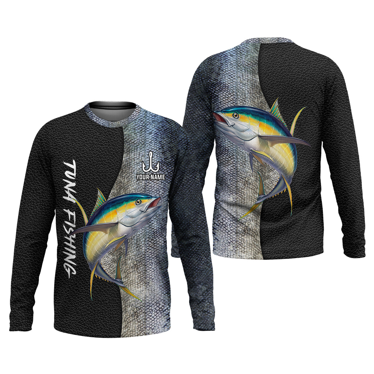 Tuna Fishing Saltwater Custom Name UPF Shirts, Tournament Fishing Shirts, Men's Fishing Shirt