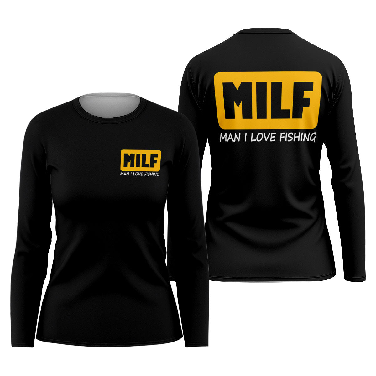 MILF Man I Love Fish Black And Yellow Fishing UPF Shirts, Funny Fishing Shirt, Fishing Shirt For Women