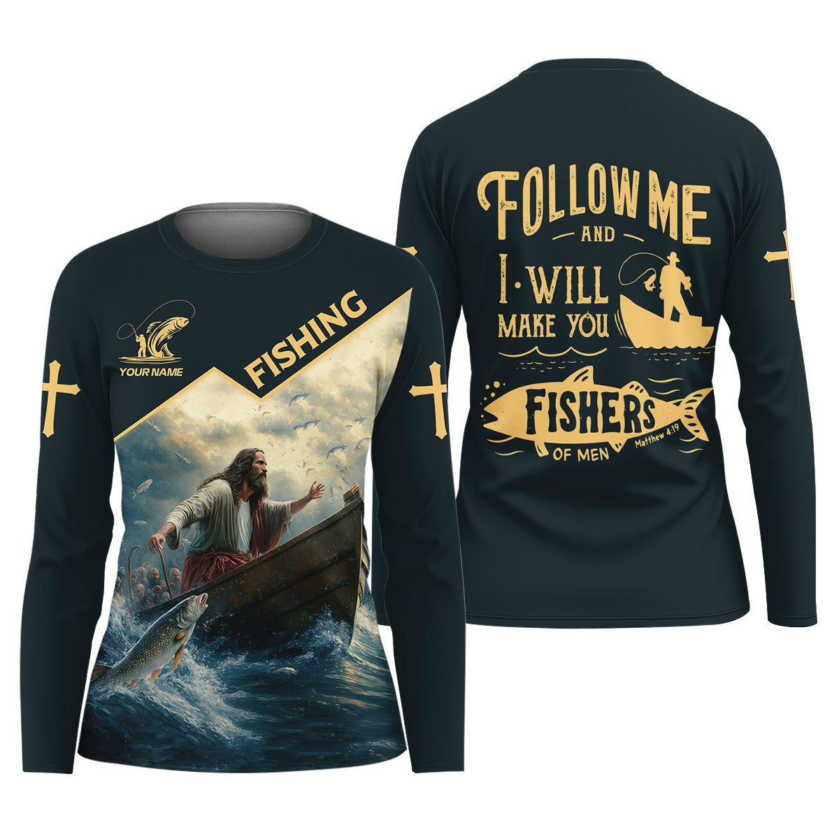 I Will Make You Fishers Of Men Christian Fishing Bible Fishing UPF Shirts, Women Fishing Shirt