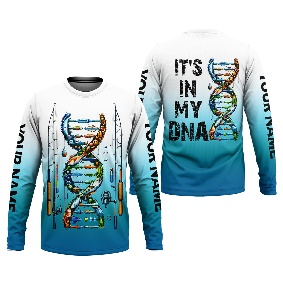 Personalized Fishing DNA Shirt, It’s In My DNA Angler Gift For Men, Fishing UPF Shirts