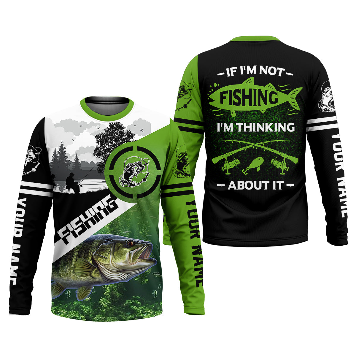 Personalized Bass Fishing Shirt, If I’m Not Fishing I’m Thinking About It Shirt, Fishing UPF Shirts