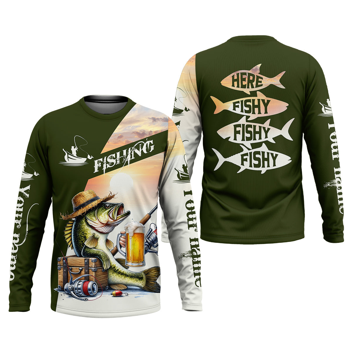 Here Fishy Fishy Funny Fishing Shirt, Fisherman Beer Shirt For Men, Custom Fishing Gift