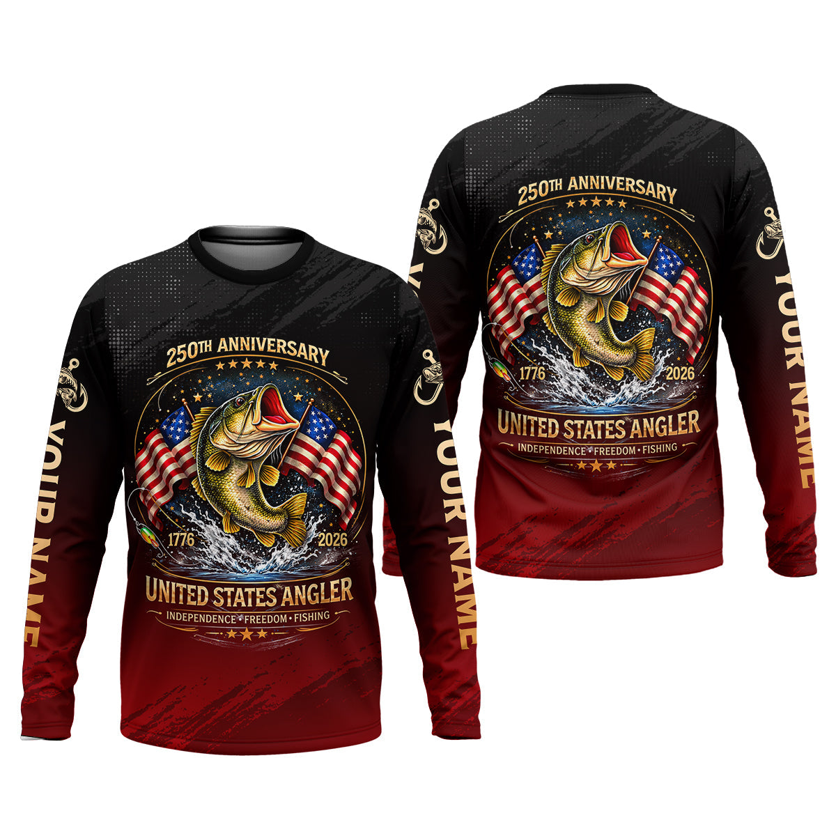 250th Anniversary Independence Freedom Fishing Patriotic Fishing Shirt, Fishing UPF Shirts, Fishing Shirts For Men