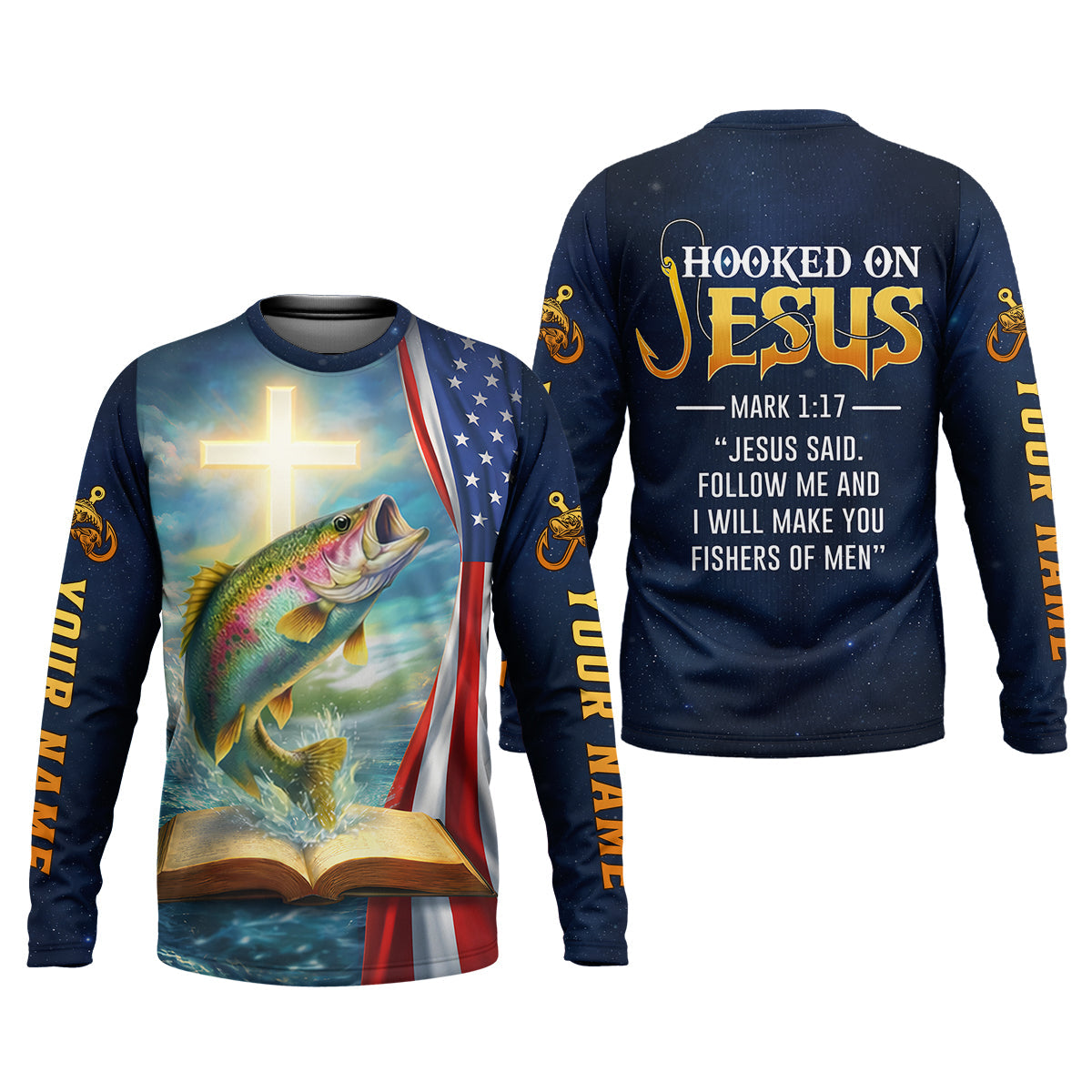 Hooked On Jesus – Fisher of Men Shirt, Fishing UPF Shirts, Funny Fishing Shirt