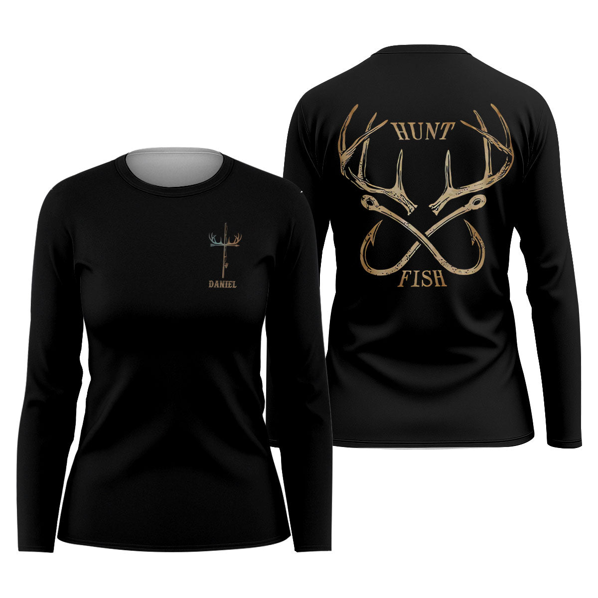 Hunt Fish Faith Cross Performance Fishing Shirts, Fishing UPF Shirts, Fishing Shirt For Women