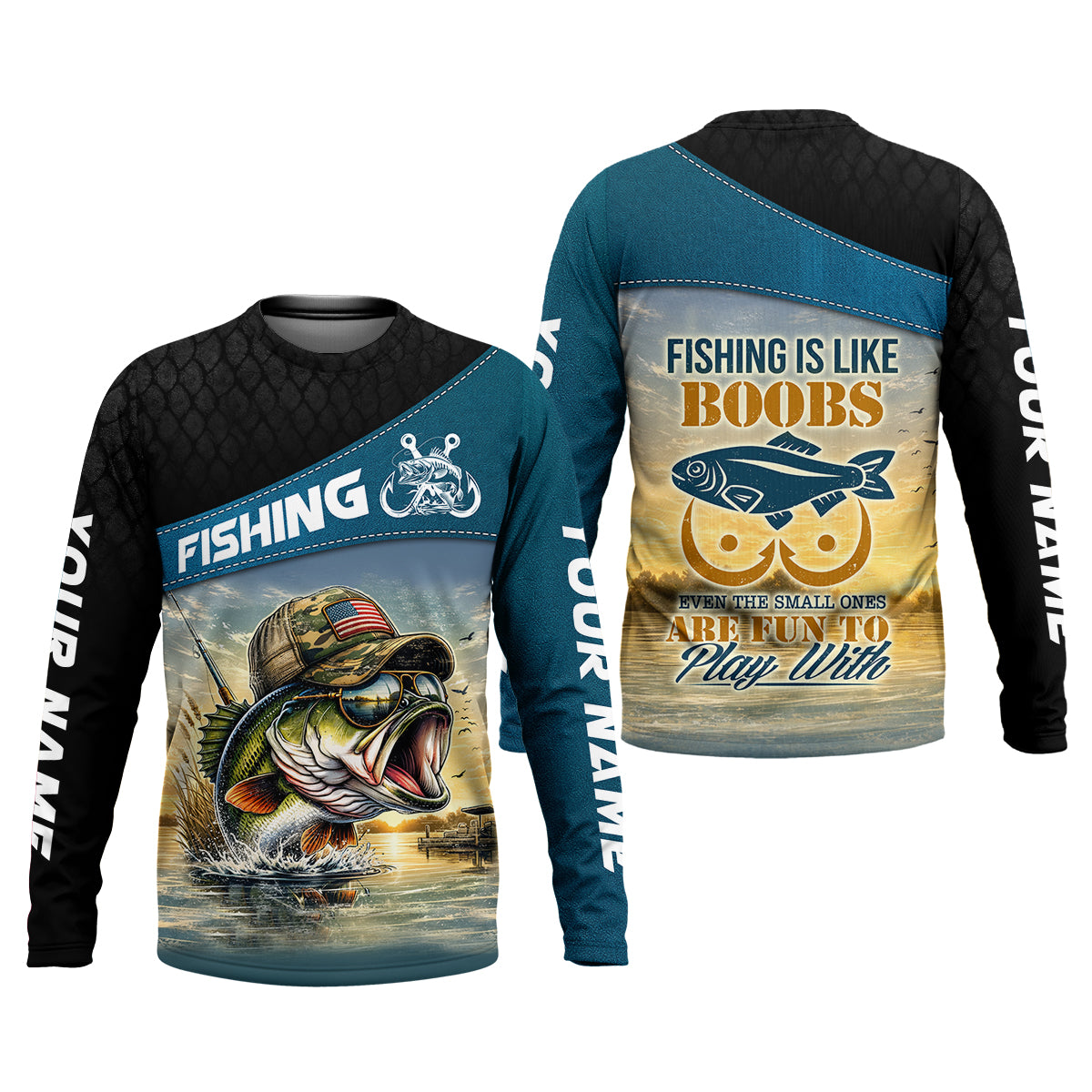 Funny Fishing Humor UPF Shirt, Personalized Bass Fishing Shirt for Men