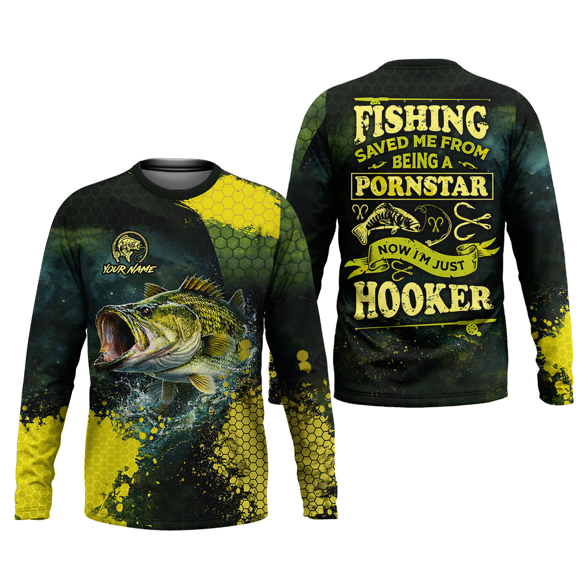 Fishing Saved Me From Being a Pornstar Bass Fishing UPF Shirt – Funny Fishing Shirt for Men